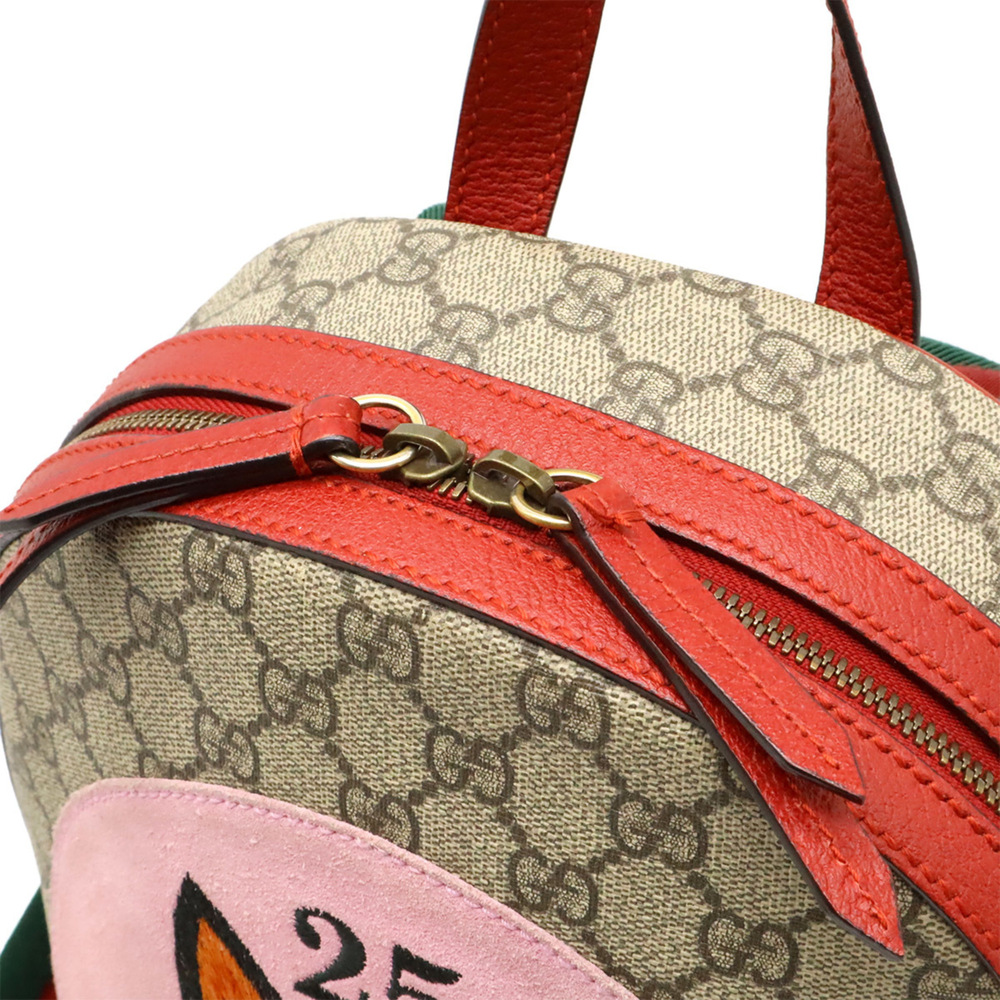 GUCCI GG Supreme BOSCO appliqué dog backpack, leather, beige/red, 495621 - Picture 8 of 10